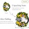 24-Inch Pre-Lit Spring & Summer Lemon Wreath – Sunflowers, Daisies, Eucalyptus with “Hello” Sign & Ribbon for Front Door, Porch, Wall, Farmhouse & Amalfi Coast Decor